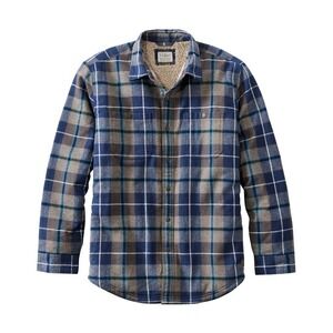 LL Bean Women's Sherpa Lined Plaid Shirt Jacket 100% Cotton Exterior Size M